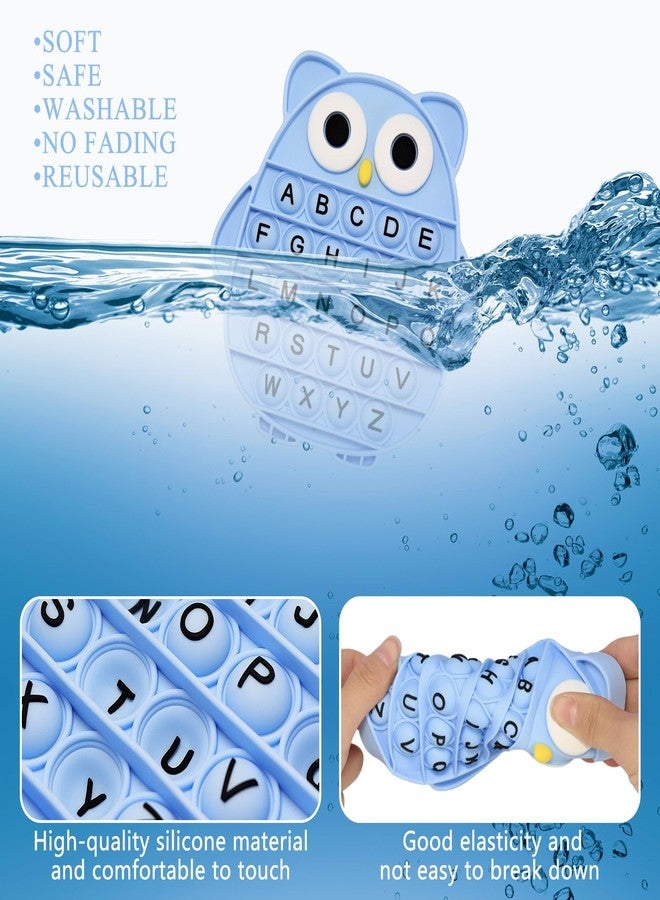 DEARIDAP Fidget Toys for Kids, Owl Shaped Silicone Squeeze Sensory Toys, Alphabet Bubble Stress Anxiety Relief Relax Tools for Kids Adults School Classroom Gift Party Favors (Blue) - Image 5